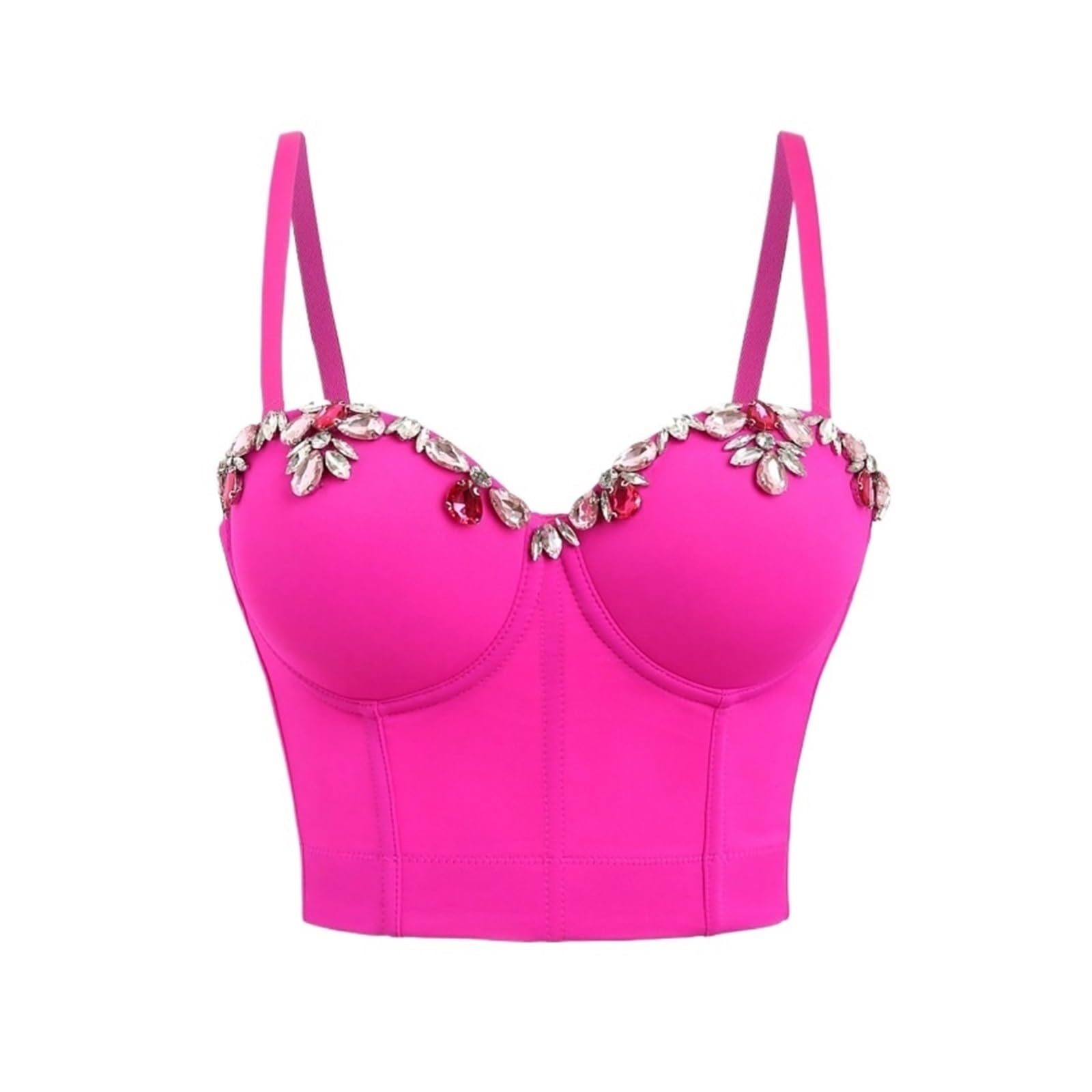 Corset haut court en acrylique à strass et clous avec baleines pour femmes taille 38C