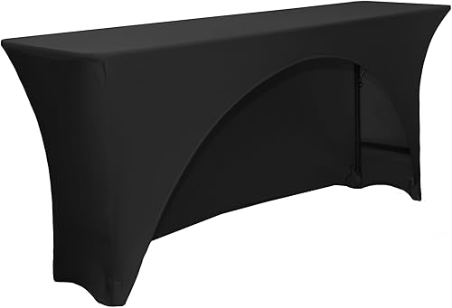 Miniatura 10 de YOUR CHAIR COVERS - Mantel elástico rectangular de elastano de 6 pies x 18 pulgadas, con espalda abierta y espalda abierta, color marfil