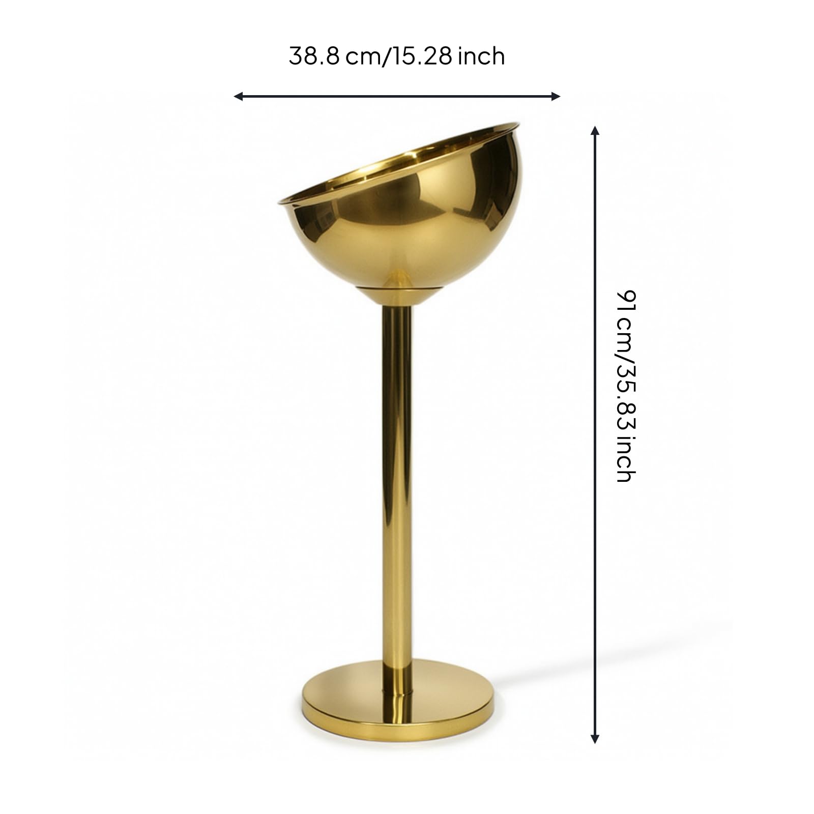 Soporte de Vino Soporte Cubo Botellero Pedestal Porta en Acero Inoxidable Liso Vertical y Base Pesada Adecuado para Servicio de Cócteles en Casa Salas , Dorado , Inclinado Con Soporte