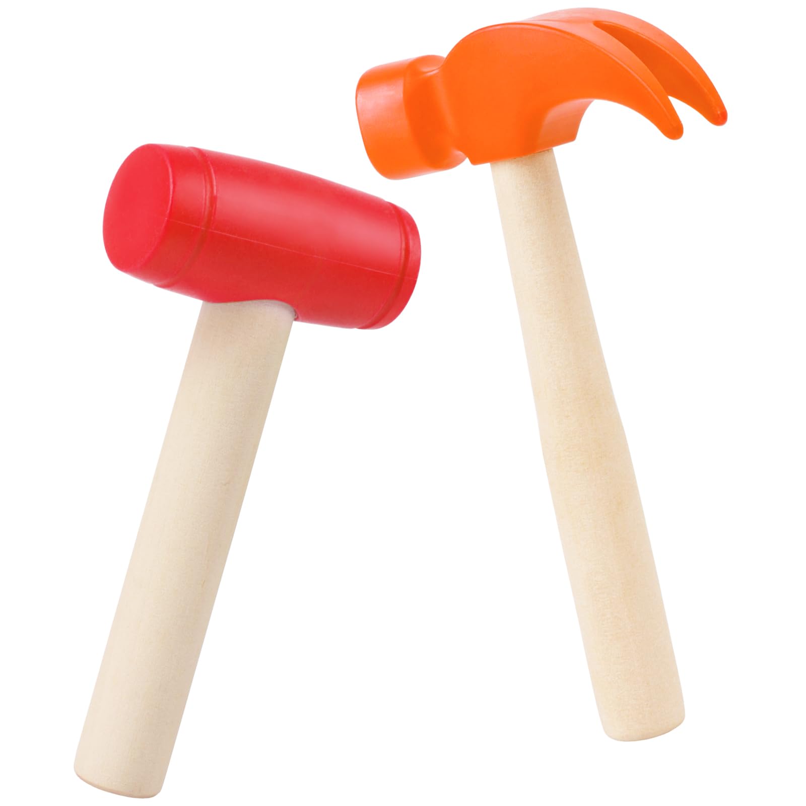Waenerec 2pcs Toy Hammer Simulation Wooden Hammer Small Plastic Toddler Claw Hammers Portable Kids Maintenance Tools Toys Pretend Play Fake Mallet Hammers for Boys Girls