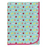 KicKee Print Swaddle Blankets, Silky Soft Baby Blanket, 40” x 29” (Summer Sky Mini Fruit - One Size)