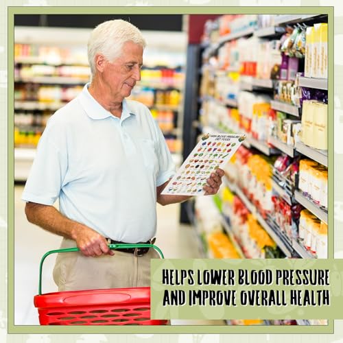 Image of Sinload 12 Pcs High Blood Pressure Meal List Poster Hypertension Diet Food List Plan High Blood Pressure Grocery Shopping Guide Chart