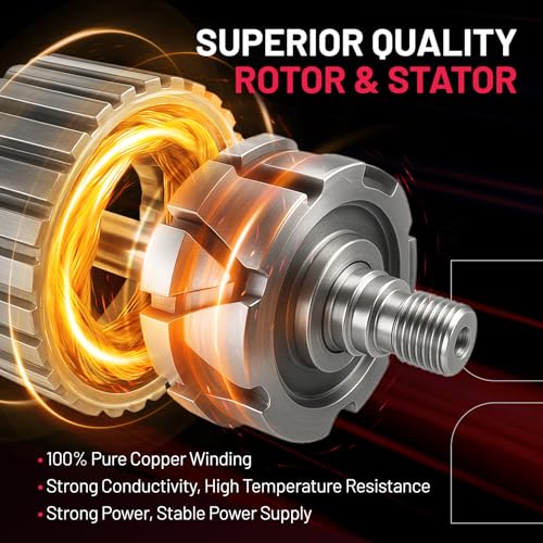 Image of BDFHYK Alternator 11608 Compatible with Kia Soul 2012 2013 1.6L L4 Hatchback 4-Door 12V 90Amp CW 6-Groove Pulley, Replace 11608N, 11608, 37300-2B150, 37300-2B150R, 2613746 | 12V 90A 6-Groove Decoupler Pulley (OAD) Clockwise, Replaces OE# 11608N, 37300-2B150, 37300-2B150R, 2613746