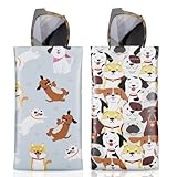 [MoKo] メガネケース 2点セット メガネポーチ 眼鏡収納 PU製 スプリング留め式 防滴可能 擦り傷防止 小物入れ 持ち運びには便利 お揃い イヌ柄