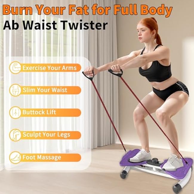 Waist Twisting Machine Fitness Tool with Digital Display, Ab Exercise Twister Board for Core Workout and Slim Waist, Noiseless & 264LBS Capacity Home Gym Equipment for Women Men