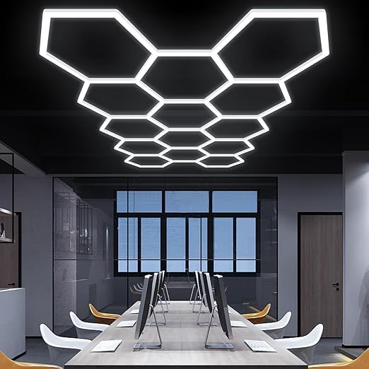 JACKAL Hexagon LED Light, 13.6x7.10ft - Modern Lighting for Car Studios, Gyms, Salons, Offices & Interiors-image-26