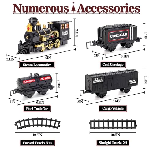 image for OleFun Train Set, Electric Black Train with Water Steam, Sounds & Ligh