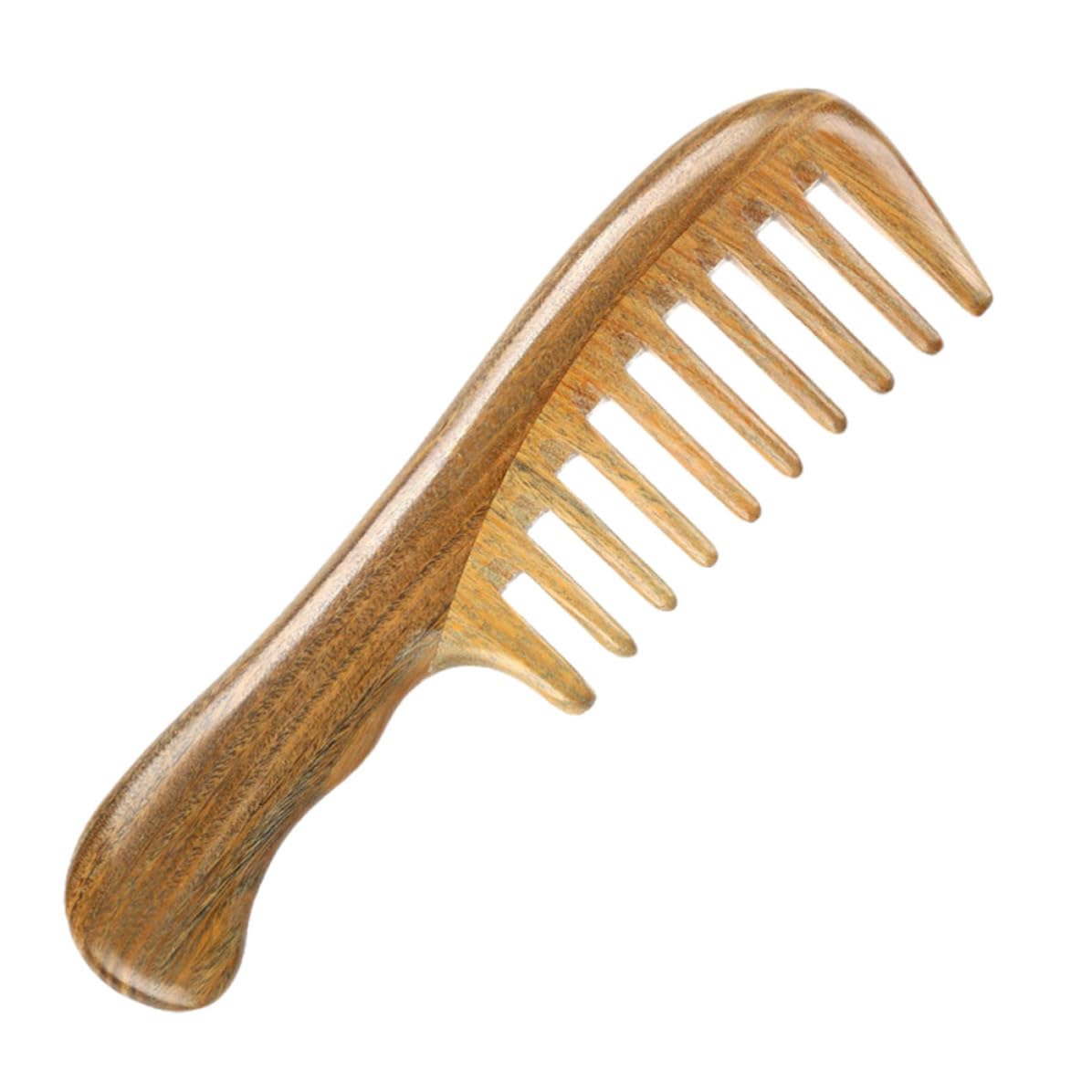 BESTonZON Peine Diseño Relajante y Portátil de Dientes Anchos de Madera de Sándalo de Masaje para Cuidado del Cabello Vida Diaria y Viajes