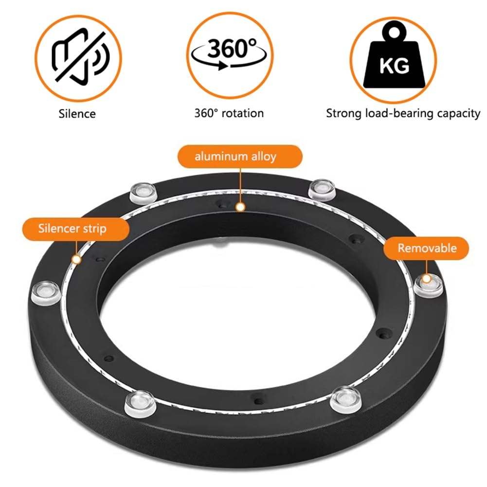 30 cm Łożysko Obrotowe ze Stopu Aluminium, Obrotowa Płyta Łożyskowa Lazy Susan 50 kg do Stołu Obrotowego, Regał na Książki