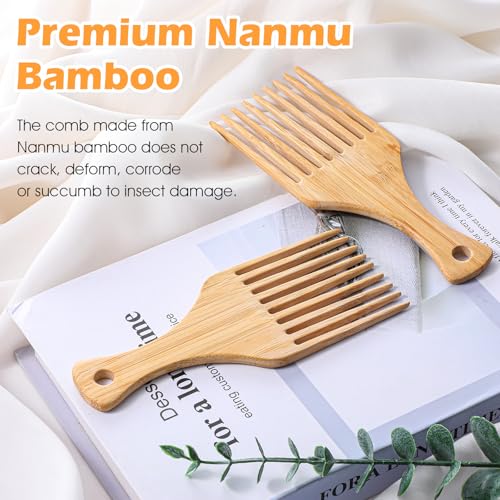 4 peines de madera para cabello rizado 15.7 cm miniatura 6