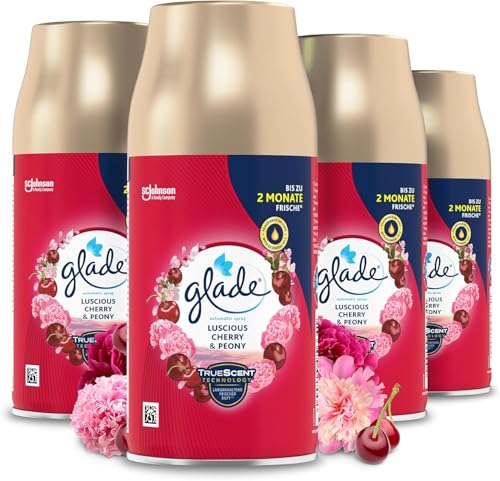 Glade Automatic Spray Nachfüller, Raumduft, Luscious Cherry & Peony, 4er Pack (4 x 269 ml)
