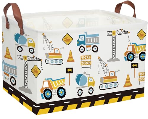 Image of Car Basket Rectangular Book Basket Storage Bin Organizer Book Shelf Box Room Decor(Engineering vehicle)