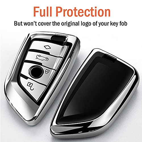 Intermerge For Bmw Key Fob Cover,Blade Shape Soft Tpu Key Case Shell Pouch For Bmw New X1 X3 X5 X6 Series 1 2 5 7 Keyless Entry Key Cover-Rose Gold #TOP2