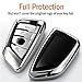 Intermerge BMW X1 X3 X5 X6 Series 1 2 5 7 Key Fob Cover, Blade Shape Soft TPU Key Case Shell Pouch - Silver