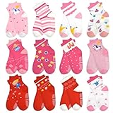ELUTONG Stoppersocken Kinder 12 Paar Kleinkind Mädchen ABS Rutschfeste Socken Rutschfeste Socken Kinder Antirutsch Kinder Socken für 5-7 Jahre Kinder und Mädchen