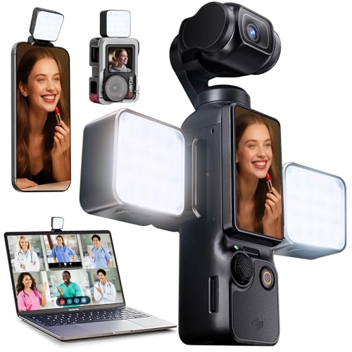 Magnetic Selfie Light for DJI Osmo Pocket 3 Light Creator Combo, Rechargeable Mini LED Video Fill Light, 3 Color Modes/Brightness Adjustable for Pocket 3 Selfie Vlog Recording, Makeup, TikTok (1 Set)