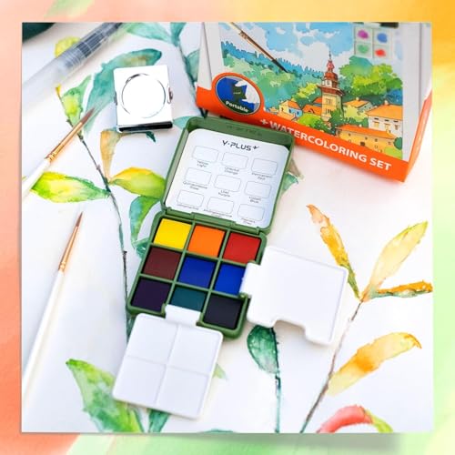 YPLUS Pocket Watercolor Paint Kit, Portable Travel Art Kit with Brush, Water Color Palette Painting Gift for Beginners Artist Adults — view 6