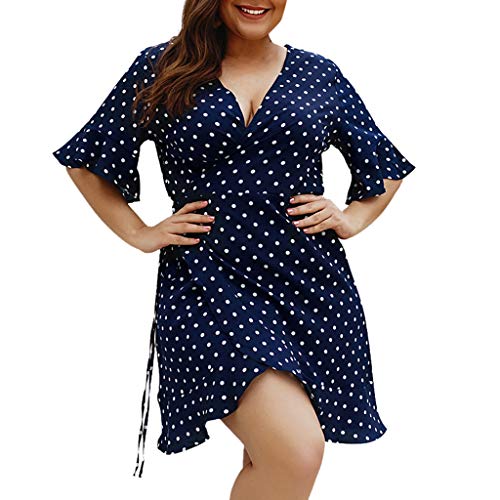 COZOCO Vestido Informal de Las Mujeres Vestido con Ola de Cuello Redondo...
