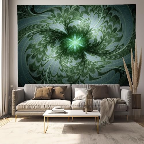 Tapisserie tenture murale art abstrait 200x150cm motif plage verte