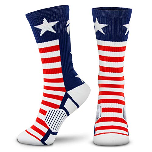 ChalkTalkSPORTS Elite Basketball Socks | Performance Mid Calf Socks | Youth & Adult Sizes | Patriotic USA2