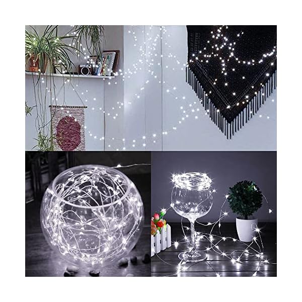 Waterglide fairy lights battery operated (included), 6. 5ft 20 led mini string lights, waterproof silver wire firefly starry lights for diy wedding christmas party mason jars decor - image 5