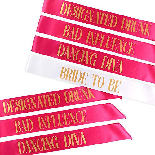 Fiyomet 7pcs Bachelorette Party Sash Novia para ser nupcial accesorios de ducha Regalo de boda Hen Party Accessories