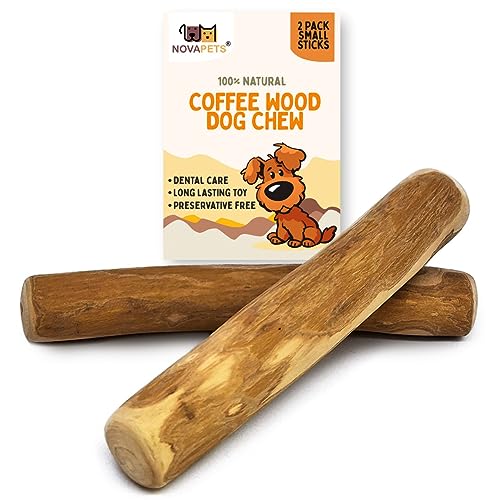 NOVAPETS Coffee Wood Dog Chew Stick for Small Dogs - Natural Dental Chewing Toy - Pack of 2 Size S, S (Pack of 2)