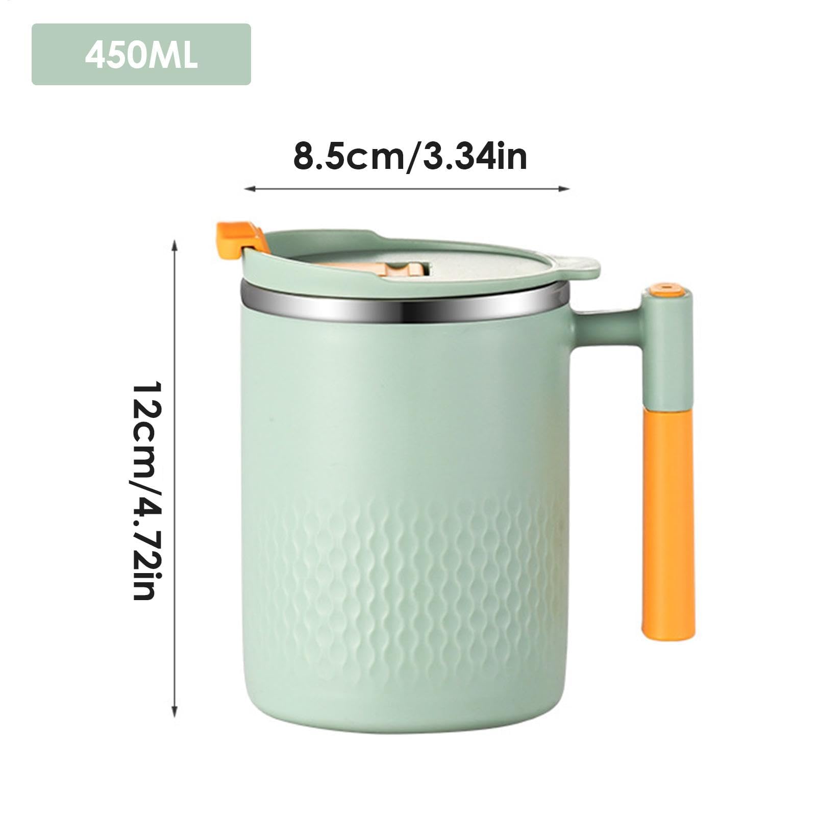 Izolowany kubek do kawy z uchwytem, 450 ml, ze stali nierdzewnej, kubek termiczny z podwójnymi ściankami do mleka, mrożonej wody, soku, kawy, herbaty, idealny do podróży