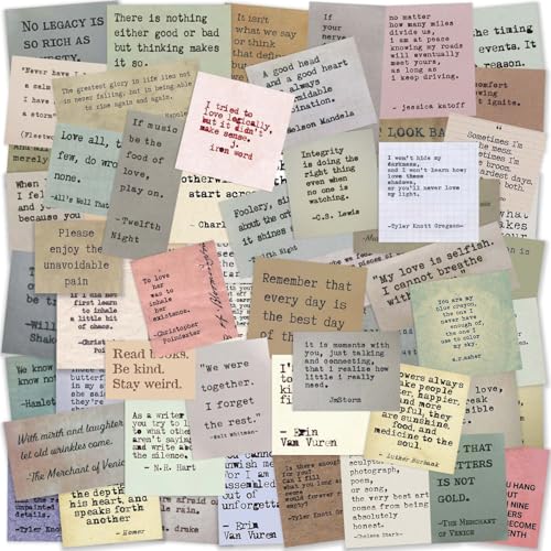 120 Pieces Non-repetitive Retro Typewriter Style Motivational Quote Stickers Inspirational Vintage Journaling Stickers Famous Words Scrapbook Sticker for Planner Bullet Junk Journal Laptop