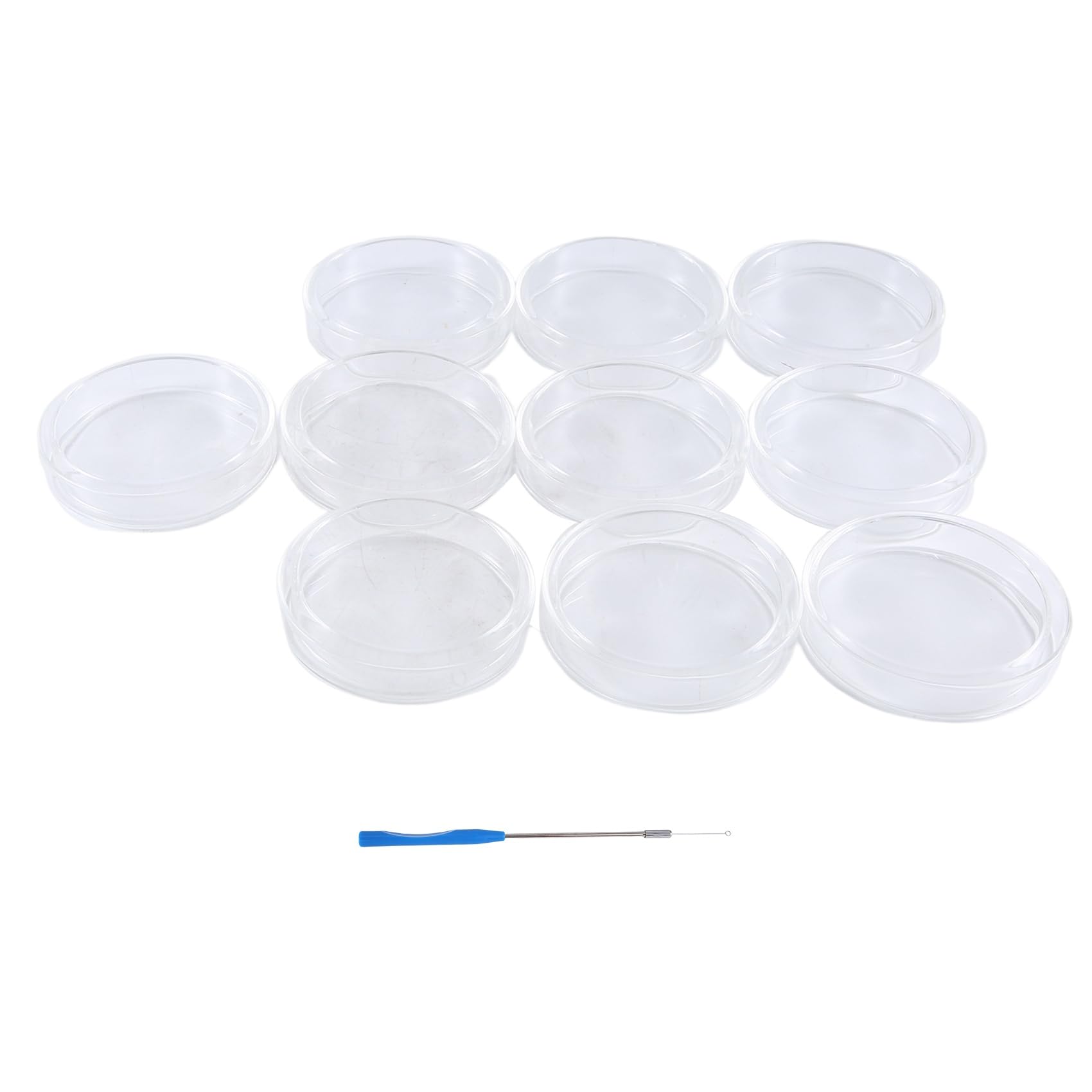 Placas de Petri de Vidrio de 90 Mm, 30 Placas de Petri de Laboratorio Esterilizables en Autoclave con Asa de InoculacióN, Esterilizables en Autoclave y Reutilizables
