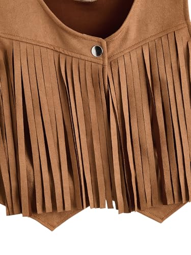 Verdusa Women's Tassel Suede Vest Sleeveless Fringe Hippie Crop Jacket4