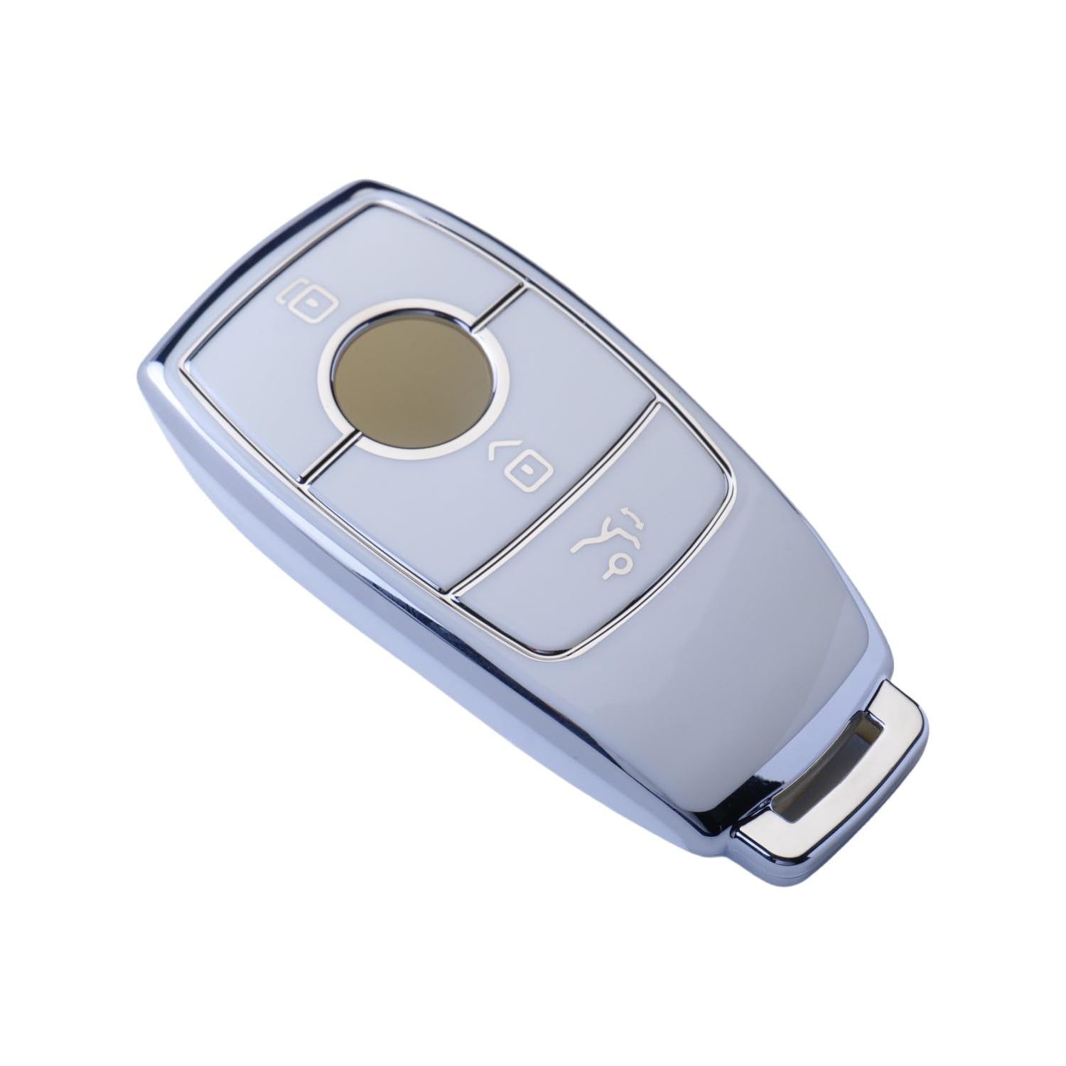 RUXYAXFOL TPU copertura chiave auto per Mercedes Benz S/A/G/B/E/C Classe AMC CLA CLE CLS GLA GLC GLE GLK GLS W221 W222 Custodia chiave auto, 2 pezzi, bianco argento