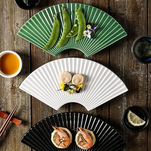 Plato japonés de cerámica estilo abanico para sushi miniatura 5