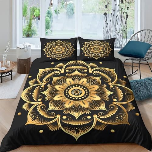 Housse de couette mandala d'or 135x200 parure lit microfris - 4