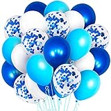 Navy Blue and White Balloons - Pack of 60 | Shades of Blue Balloons, White Light Blue, Navy Blue...