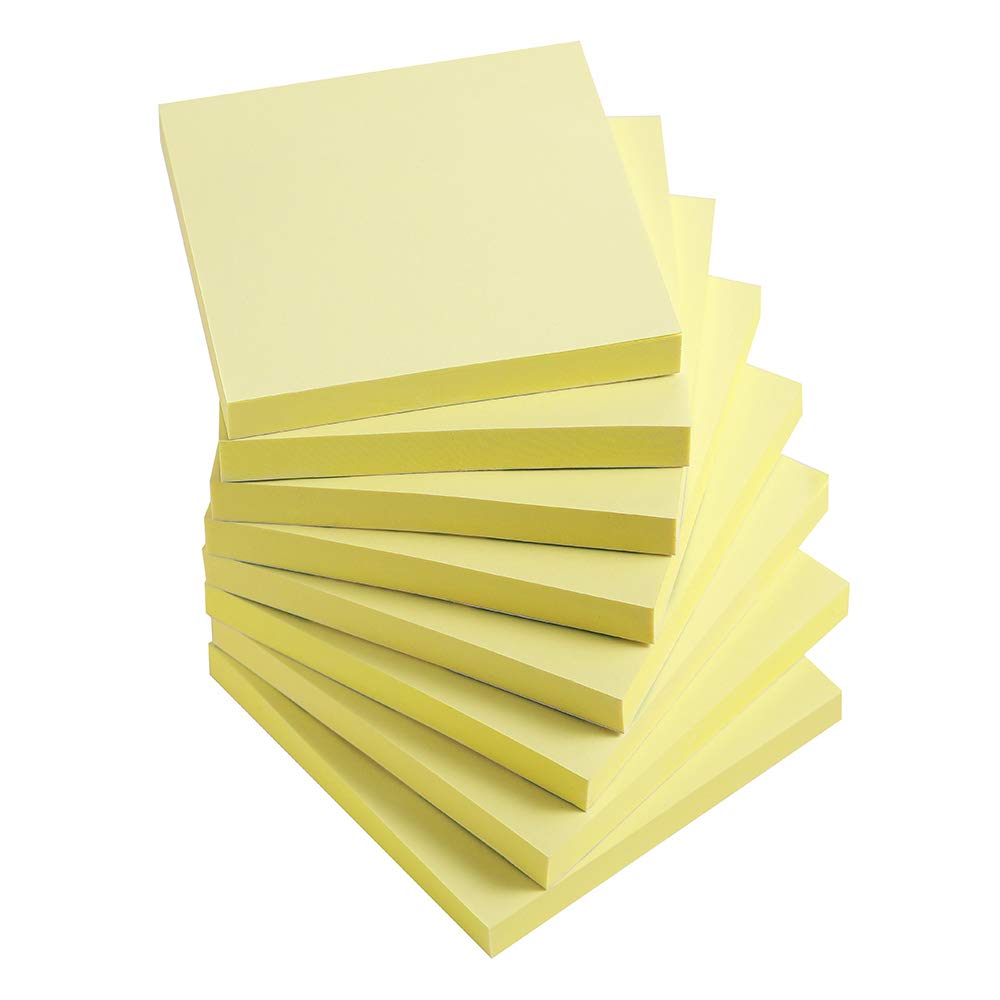 Vanpad Sticky Notes 3x3 Inches,Light Yellow Colors Self-Stick Pads, Easy to Post for Home, Office, Notebook, 8 Pads/Pack