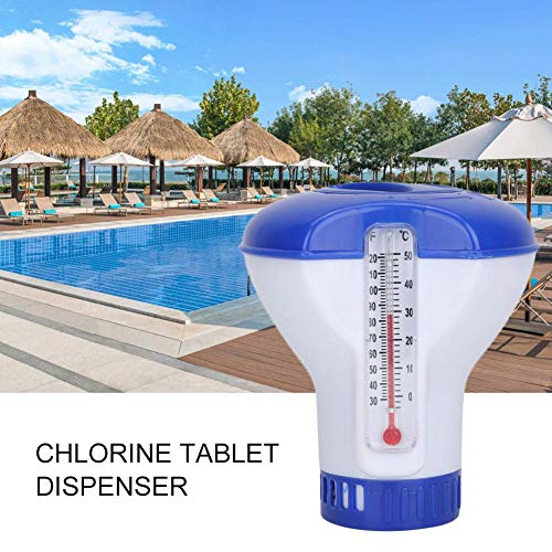 Lucky-all star 5-Inch Small Floating Pool Chemical Chlorine Dispenser with Thermometer for Swimming Pool, Spa, Jacuzzi, Hot Tub, Fountain
