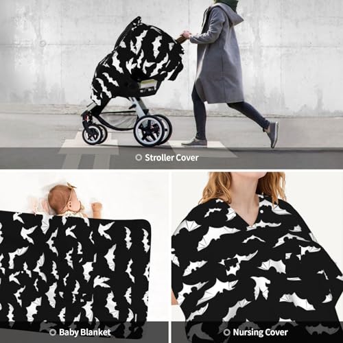 Image of Halloween Bat Car Seat Cover Baby Fashion Carseat Cover for Winter Nursing Cover Newborn Shower Gift