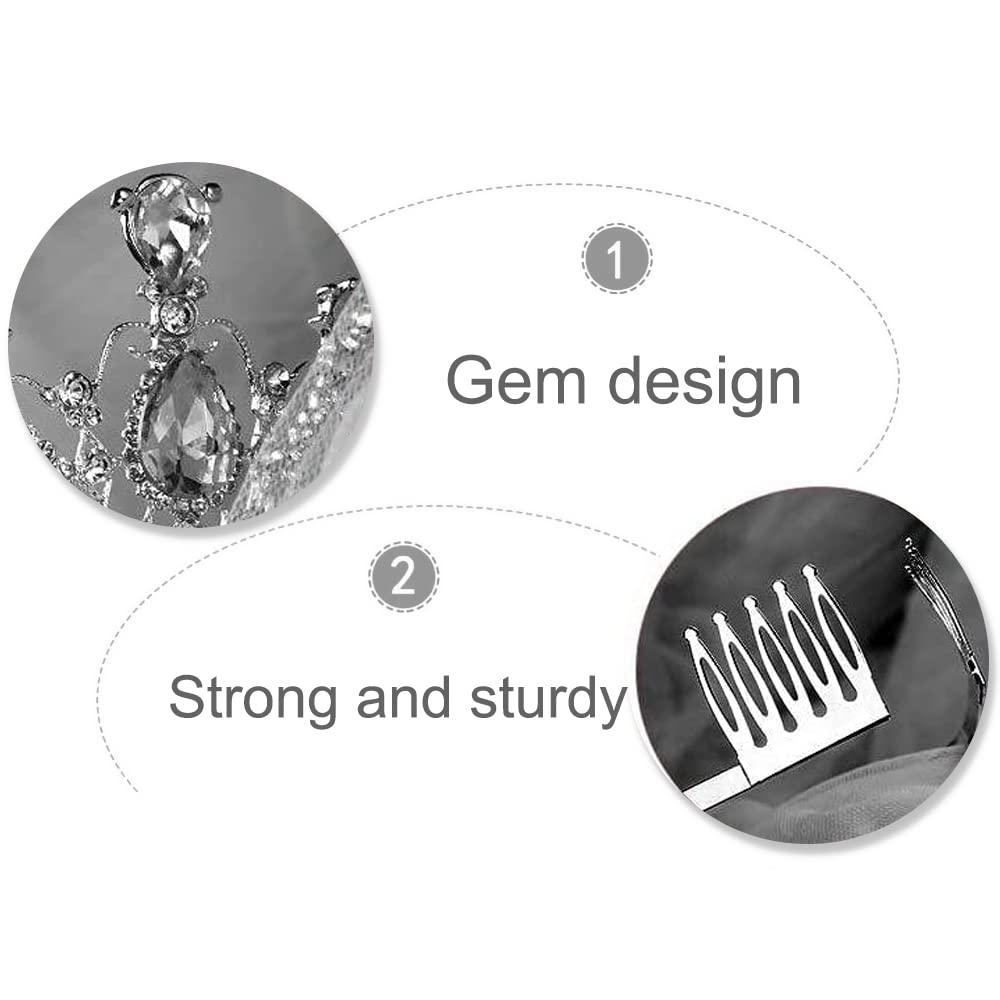 Tiara Crown Crystal Rhinestone Bridal Princess Headband with Comb for Women Bridal Party Wedding Birthdays, Anniversaries - Image 4