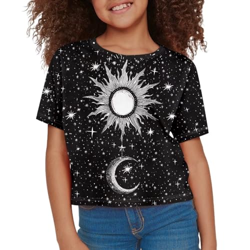 Image of Kids T Shirt Short Sleeve Crop Tops for Girls Summer Clothes Pullover Tees Shirt 5-14