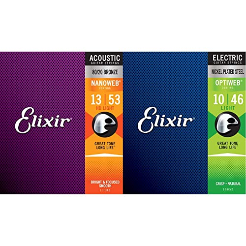Cordes Elixir® en Bronze 80/20 pour guitare acoustique avec revêtement NANOWEB®, HD Light (.013-.053) & Cordes Elixir… - Les Beatles, Paul McCartney, John Lennon, RIngo Starr, George Harrison Cordes Elixir® en Bronze 80/20 pour guitare acoustique avec revêtement NANOWEB®, HD Light (.013-.053) & Cordes Elixir…