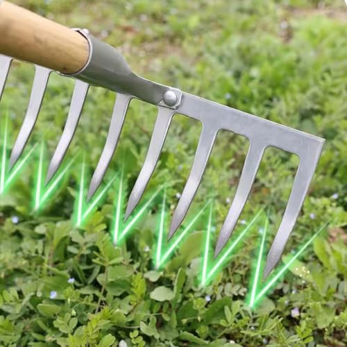 WY8 11 Teeth Garden Rake with 120cm Wooden Handle - Image 5
