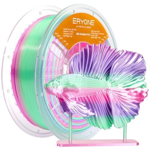 Image of ERYONE Silk Rainbow 3D Printer PLA Filament 1.75 + /- 0.03mm, Shiny Multicolor Filament PLA Fast Color Change 1KG(2.2LBS), Sugar Dream