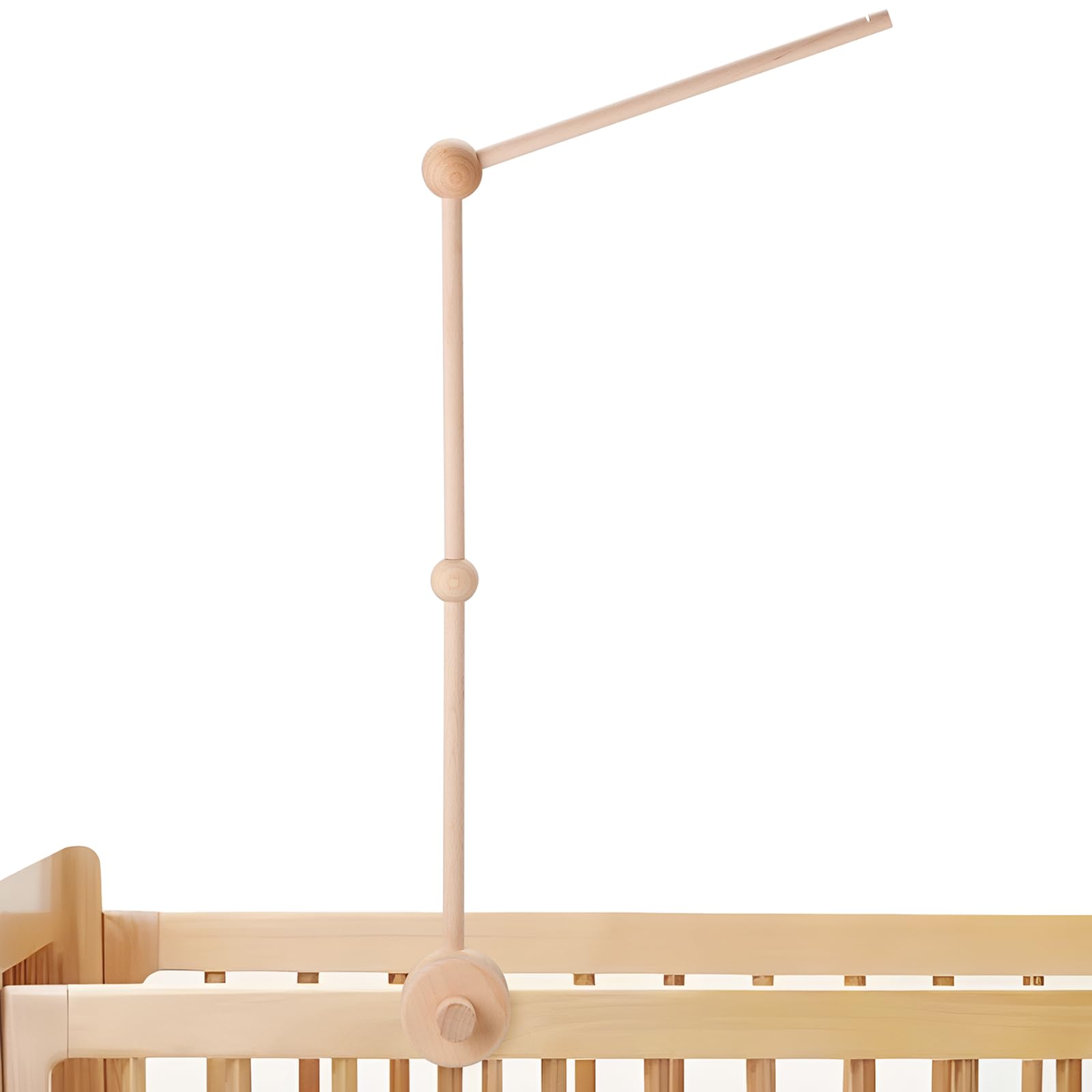 PandaEar Mobile Halterung aus Holz für Babybett & Wickeltisch – Mobile Arm aus Buchenholz mit rutschfester Befestigung – Mobile Aufhängung für Kinderbett & Babyzimmer Deko