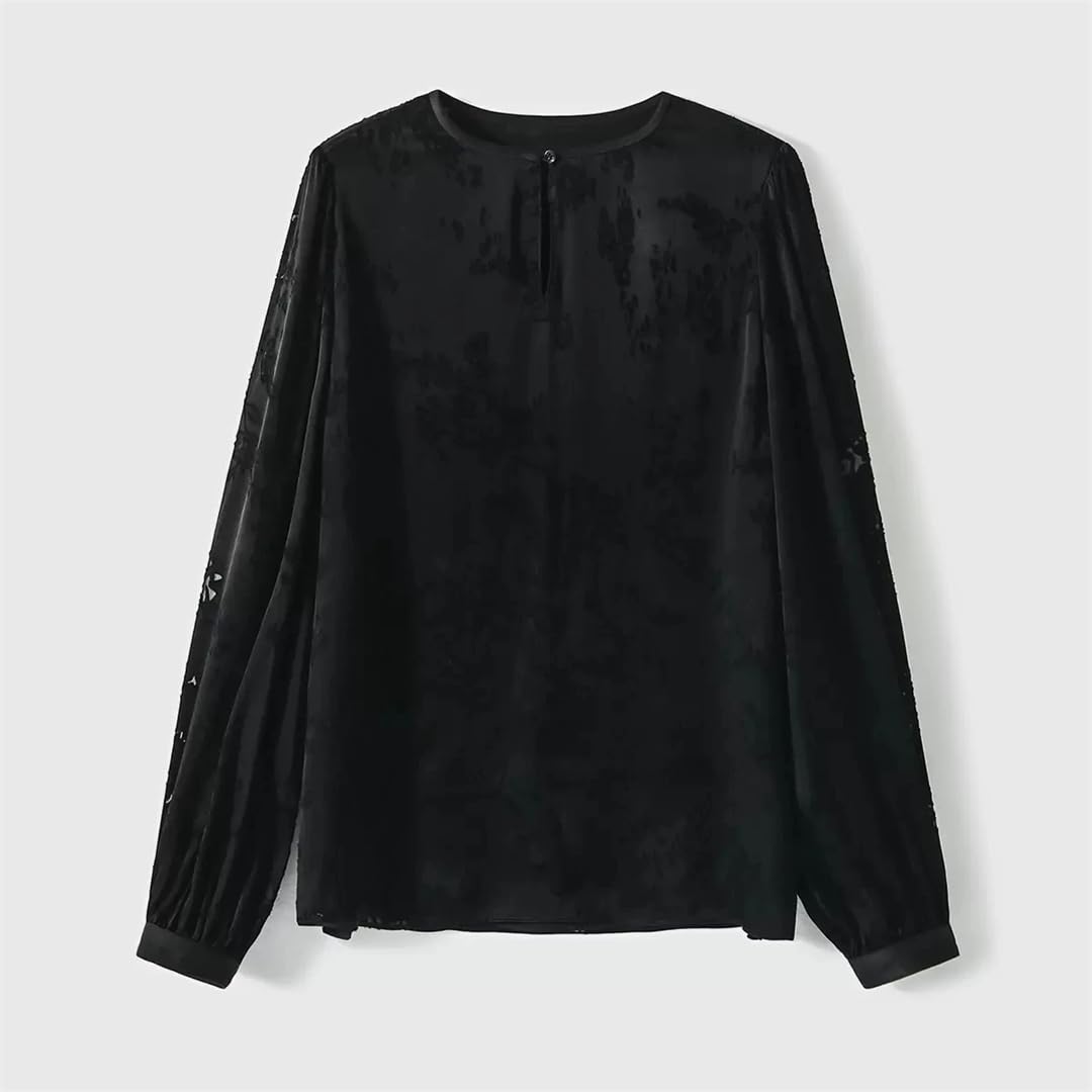 Disimlarl Camisa de seda de manga larga para mujer, blusas de temperamento para oficina, camisas casuales