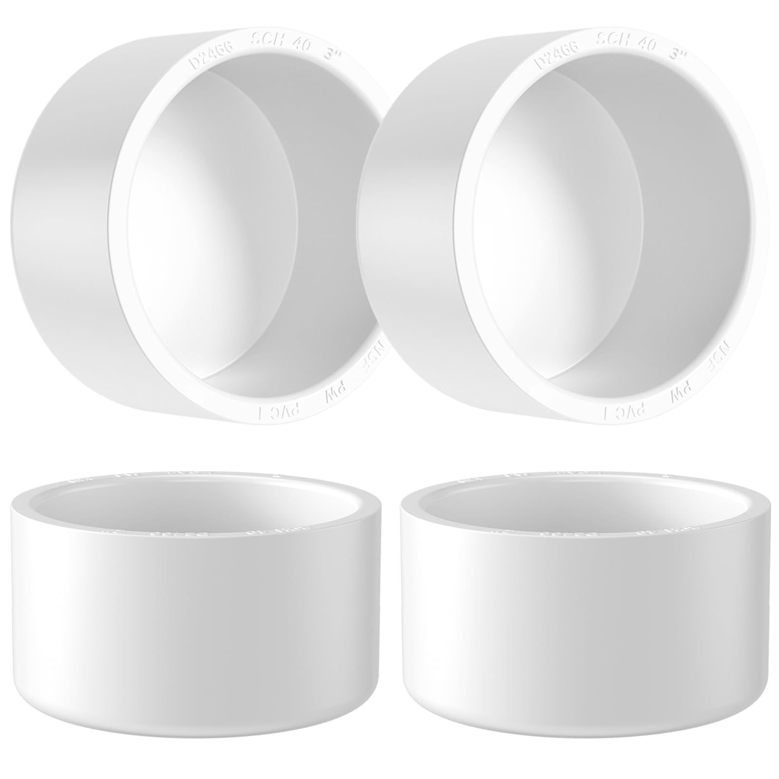 Photo 1 of 3" Pvc End Cap Fitting, 4PCS Furniture Grade PVC Pipe Plug Adapter