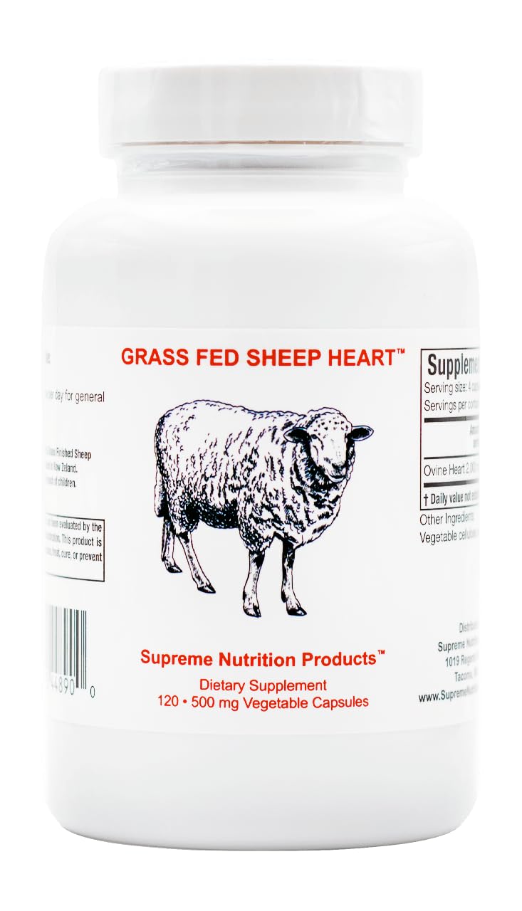 Supreme Nutrition Grass Fed Sheep Heart. 120 Pure Ovine Heart Capsules