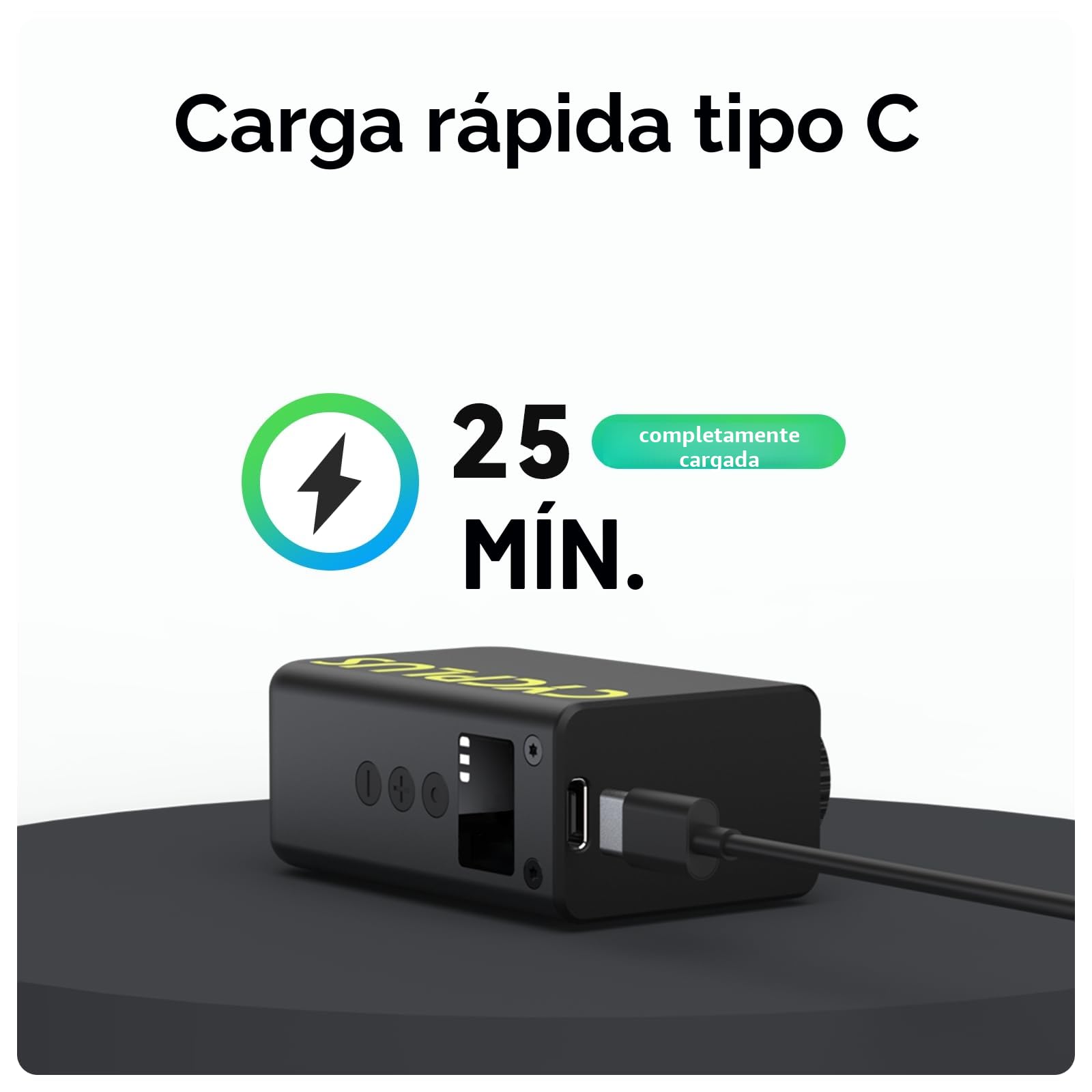 CYCPLUS Mini Bomba para Bicicleta con Manómetro, Bomba Eléctrica Compacta 120 PSI, Parada Automática, Válvulas Presta y Schrader para Bicicletas Eléctricas, MTB y de Carretera AS2 Ultra (90g)
