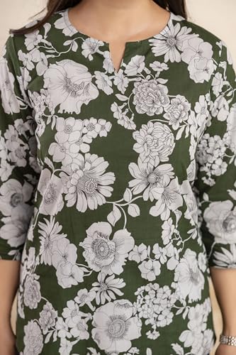 Image of Women's Floral Print Tunic Top, 3 /4 Sleeve, V-Neck, Casual Wear