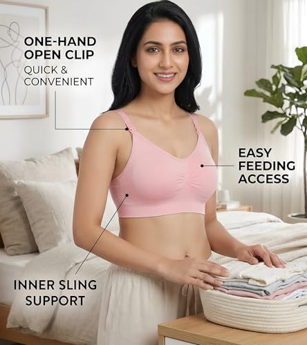 Image of DClub Comfort Revolution Seamless Bra -Easy lite Full-Coverage Wireless Everyday Bra with Soft Comfort with Removable Pad.